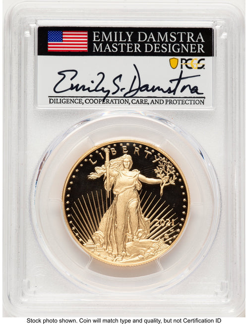 2021-W Type 2 Proof Gold Eagle 1 oz AR Emily Damstra PCGS PR70