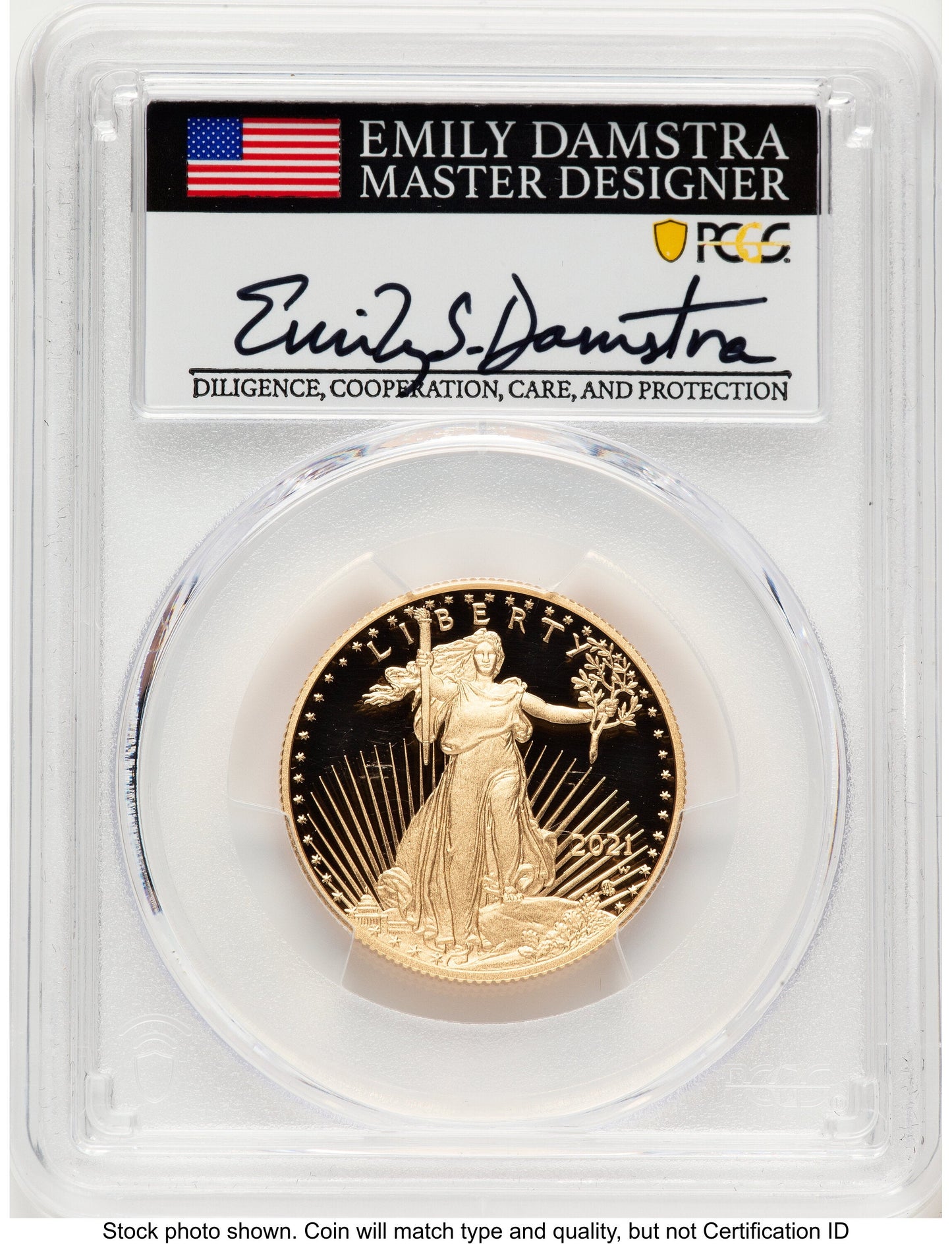2021-W Type 2 Proof Gold Eagle 1/2 oz AR Emily Damstra PCGS PR70