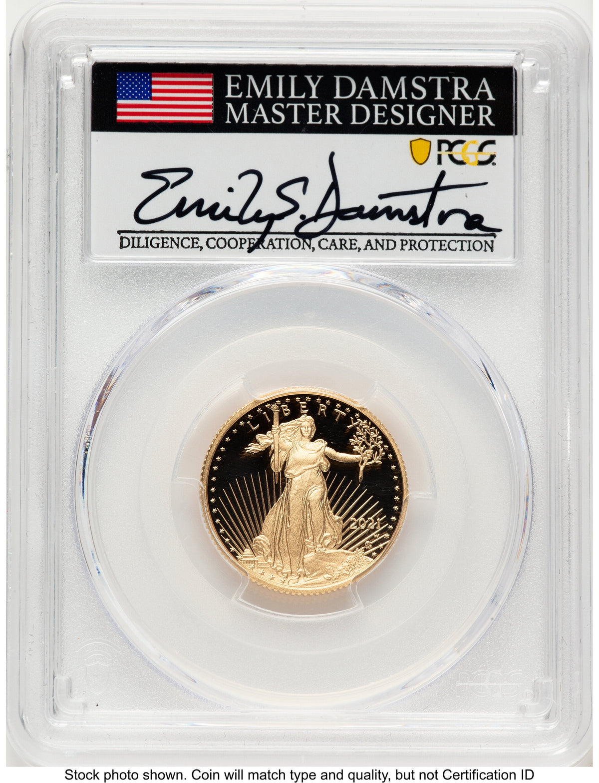 2021-W Type 2 Proof Gold Eagle 1/4 oz AR Emily Damstra PCGS PR70