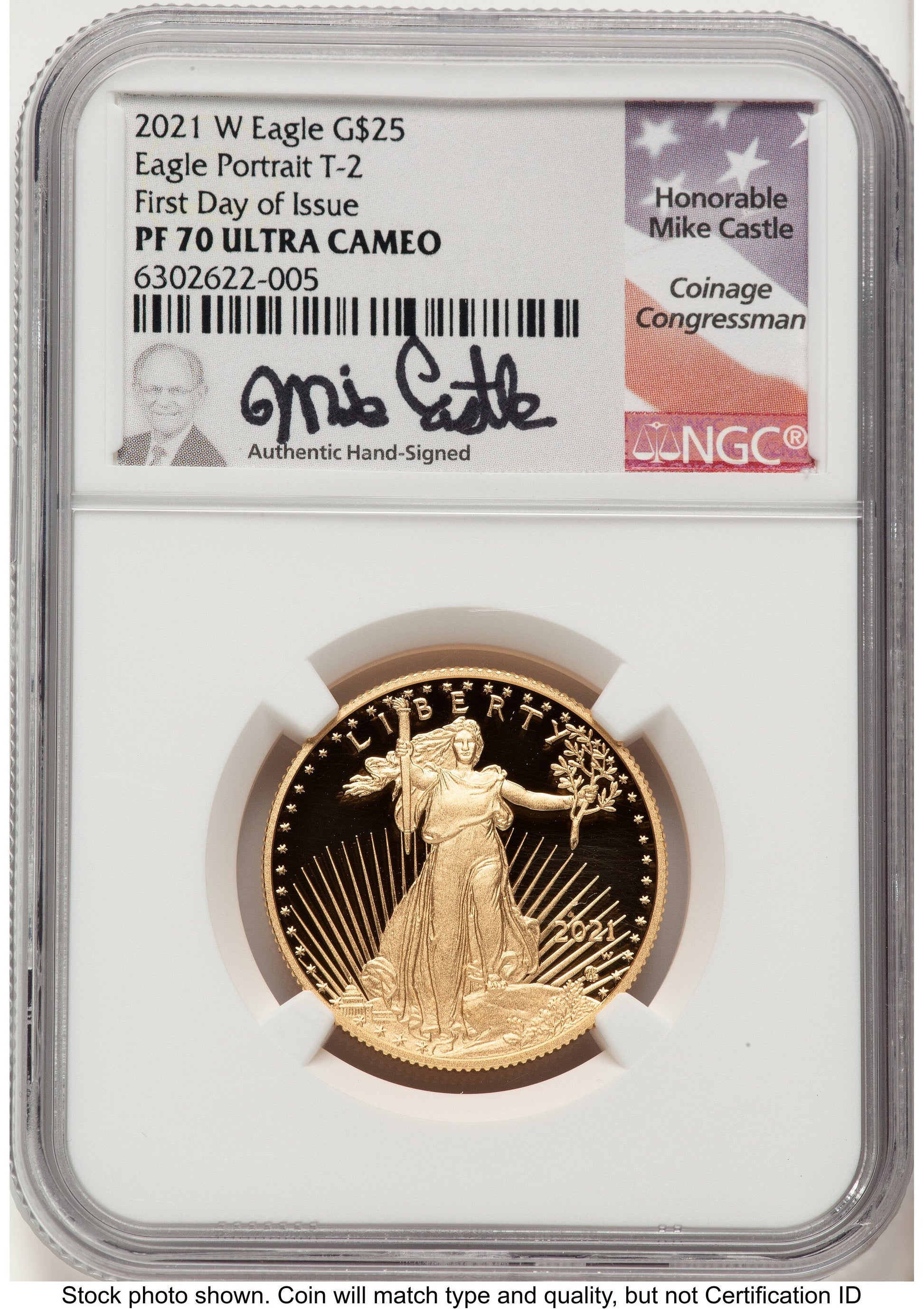 2021-W Type 2 Proof Gold Eagle 1/2 oz FDI Mike Castle NGC PF70