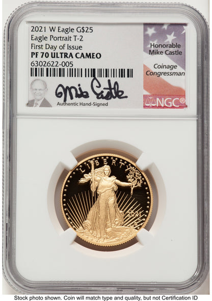 2021-W Type 2 Proof Gold Eagle 1/2 oz FDI Mike Castle NGC PF70