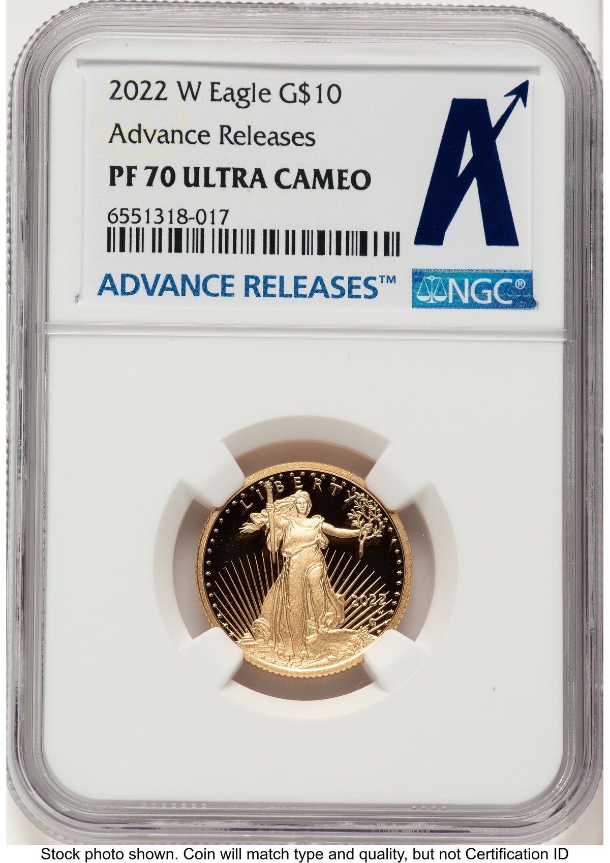 2022-W Proof Gold Eagle 1/4 oz AR Standard NGC PF70