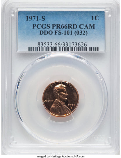 1971-S 1C FS-101 RD CA Proof Lincoln Cent PCGS PR66