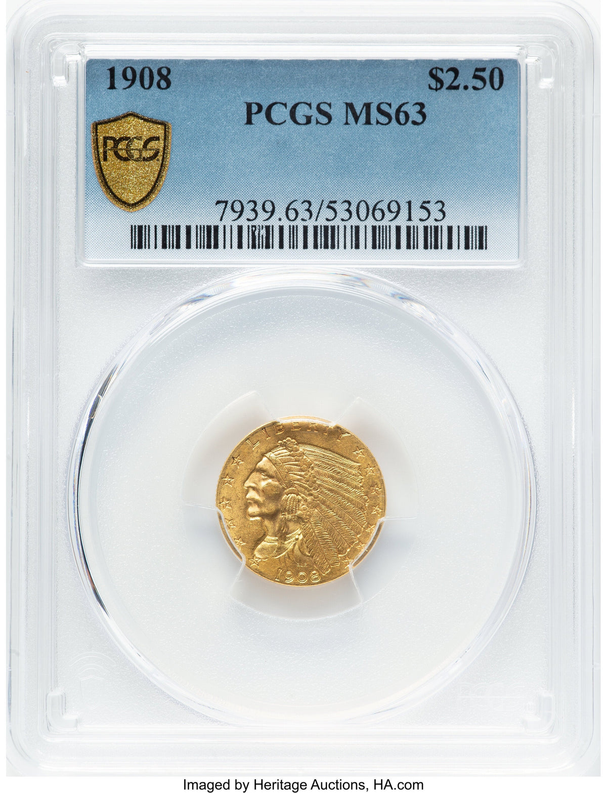 1908 $2.50 Indian Quarter Eagle PCGS MS63
