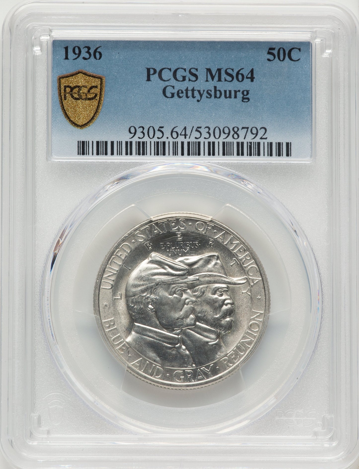 1936 50C Gettysburg Commemorative Silver PCGS MS64