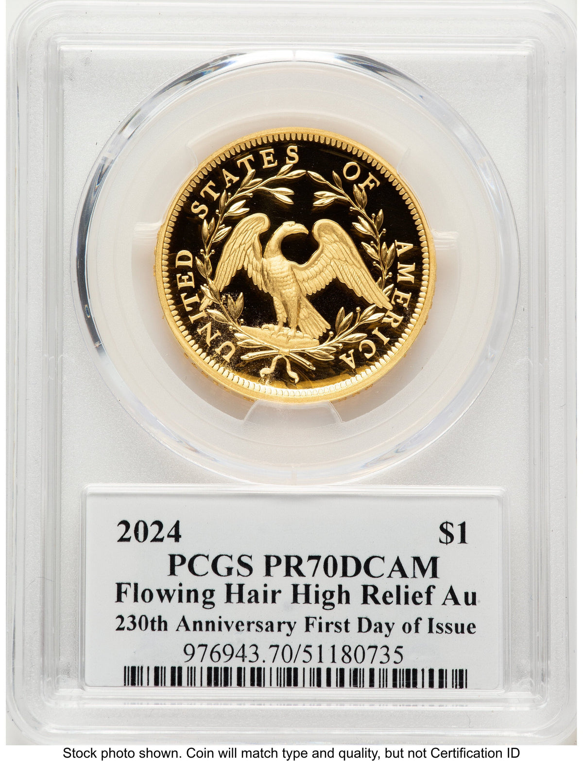 2024-(W) Gold 230th Anniversary Flowing Hair Medal FDI John PCGS PR70 Mercanti