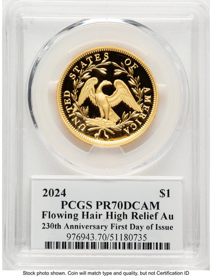 2024-(W) Gold 230th Anniversary Flowing Hair Medal FDI John PCGS PR70 Mercanti