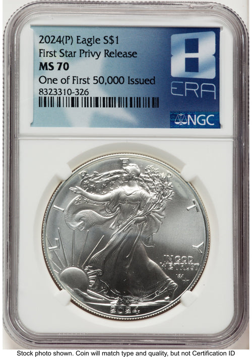 2024-(P) Silver Eagle (Privy Mark) First 50000 8 Era Label NGC MS70