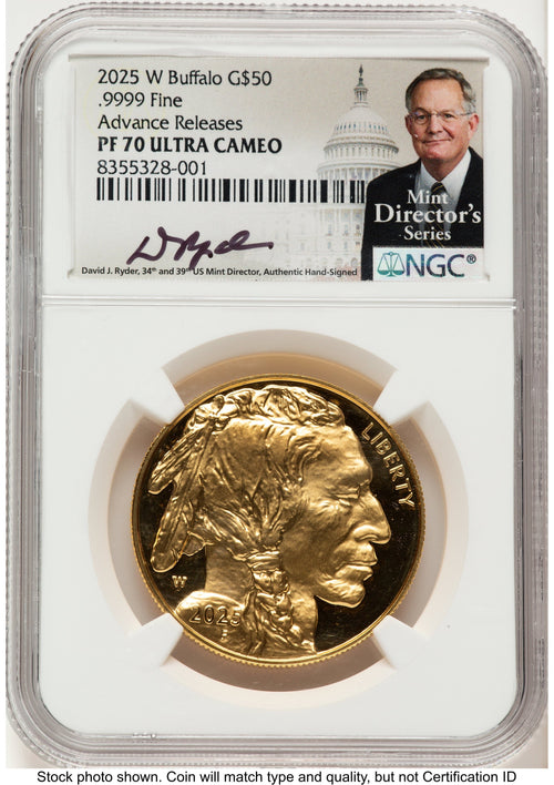 2025-W Proof Gold Buffalo 1 oz AR David J Ryder Mint Director's Series NGC PF70
