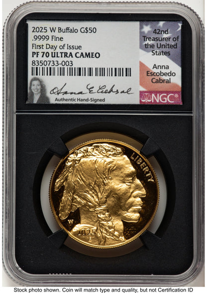 2025-W Proof Gold Buffalo 1 oz FDI Anna Cabral NGC PF70