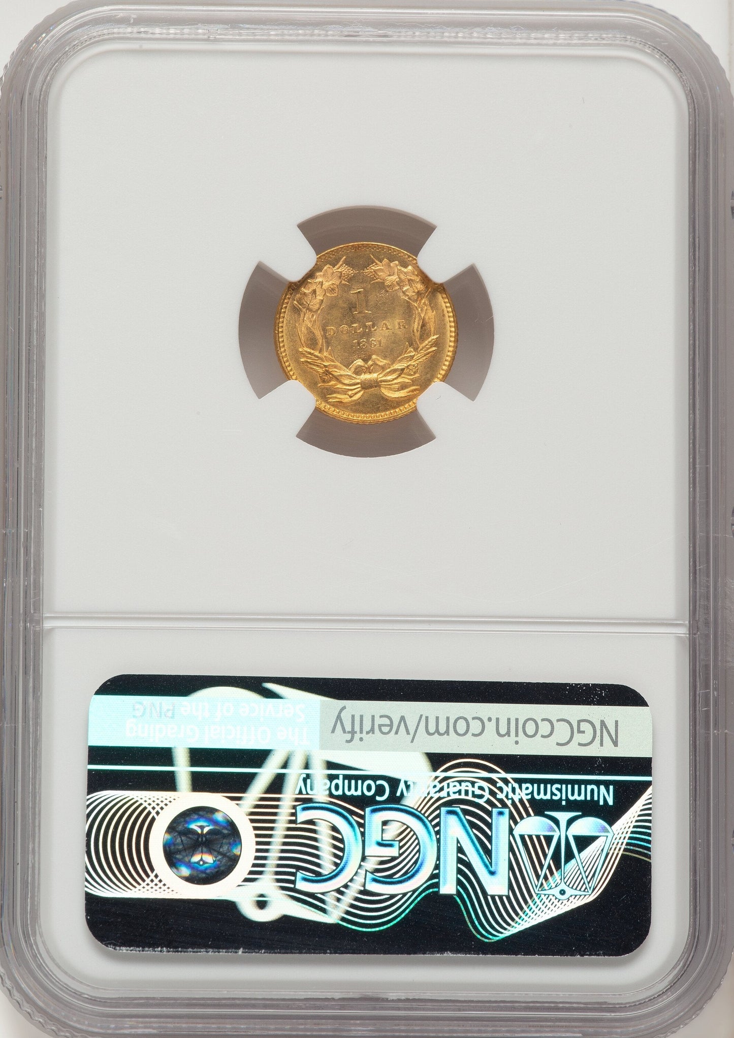 1861 G$1 Gold Dollar NGC MS63