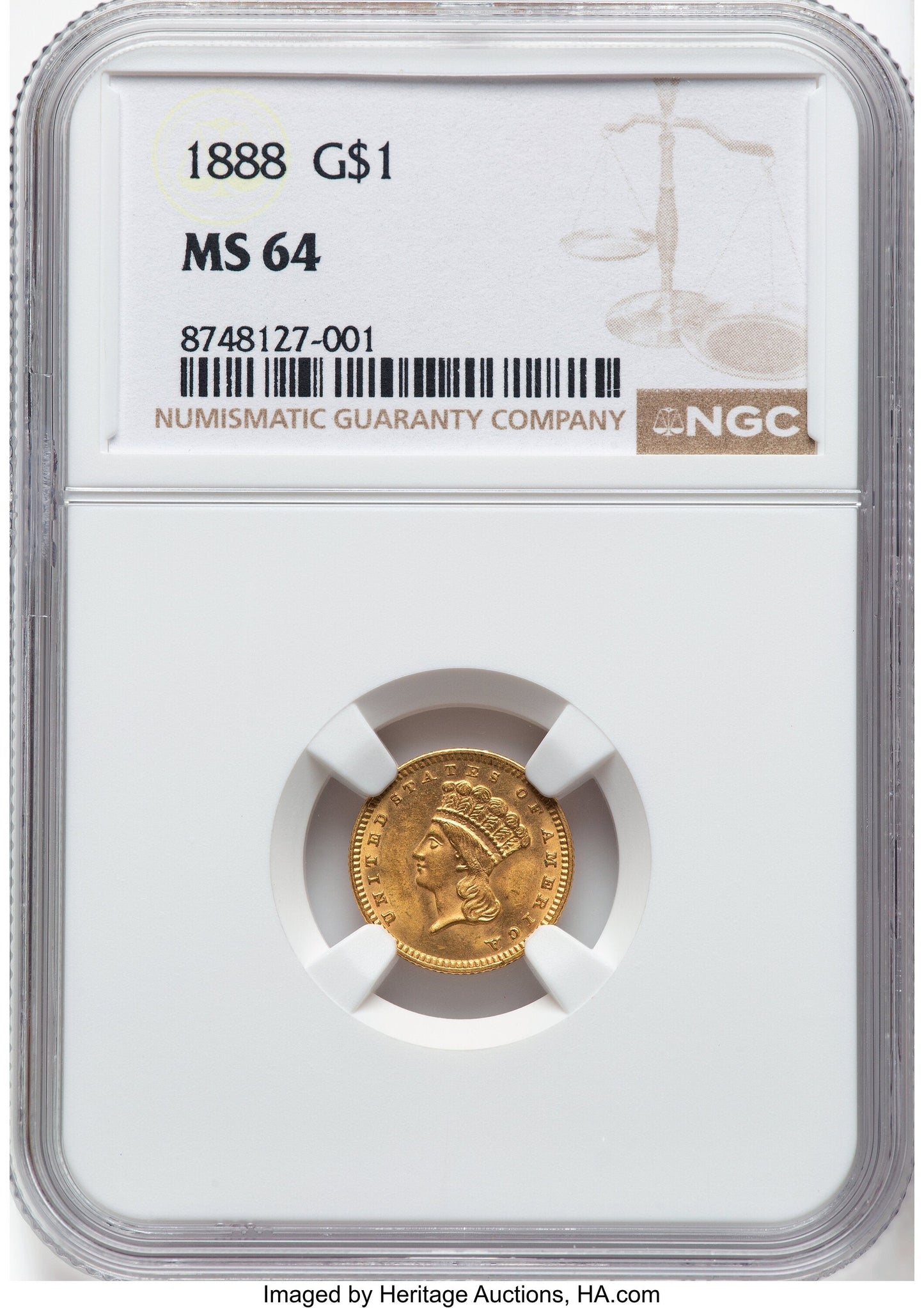 1888 G$1 Gold Dollar NGC MS64
