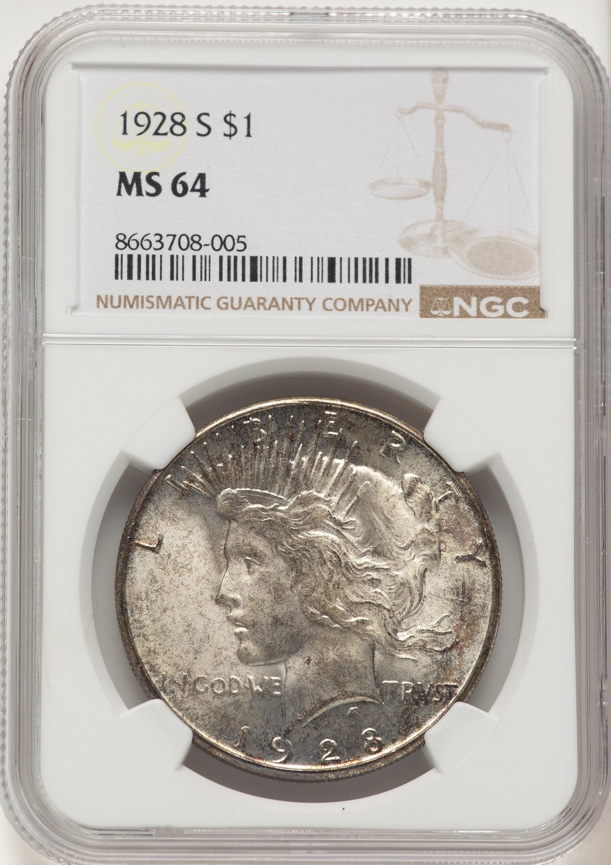1928-S Peace Dollar NGC MS64