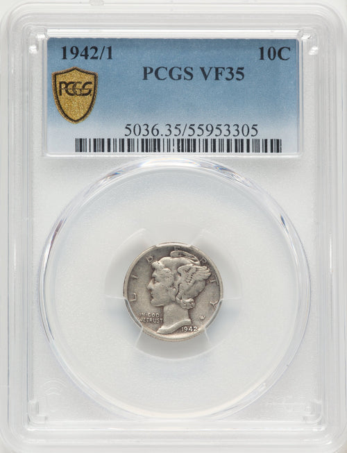 1942/1 10C FS-101 Mercury Dime PCGS VF35