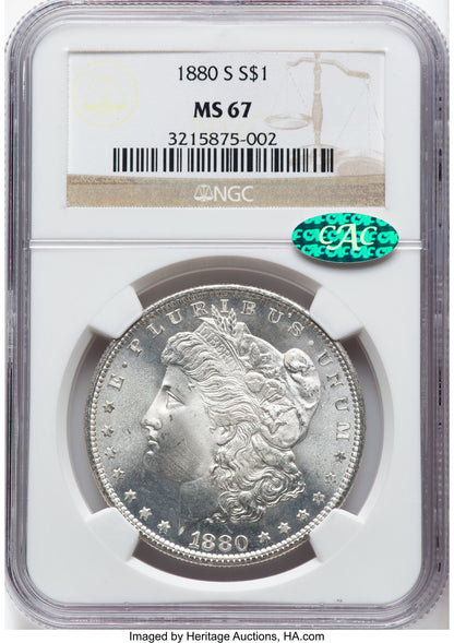 1880-S CAC Morgan Dollar NGC MS67