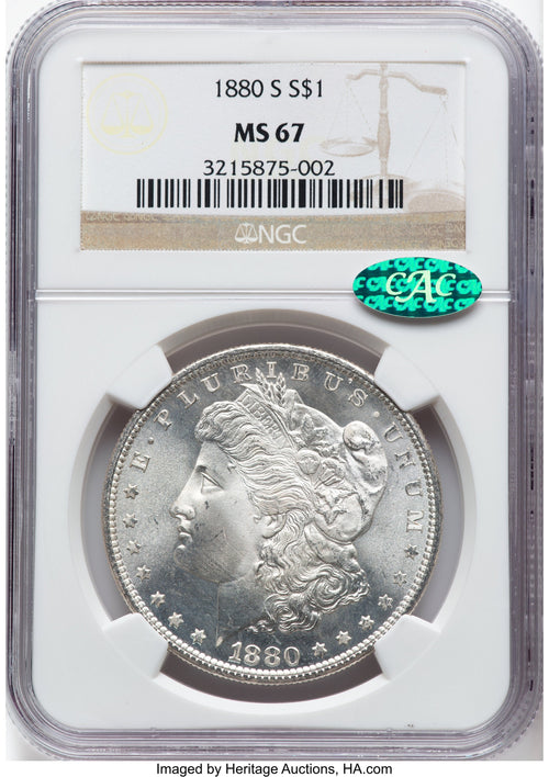 1880-S CAC Morgan Dollar NGC MS67