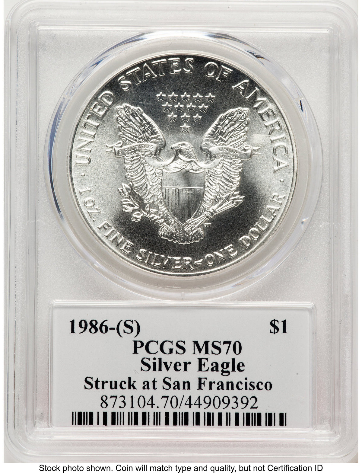 1986-(S) Silver Eagle John Bridge PCGS MS70 Mercanti
