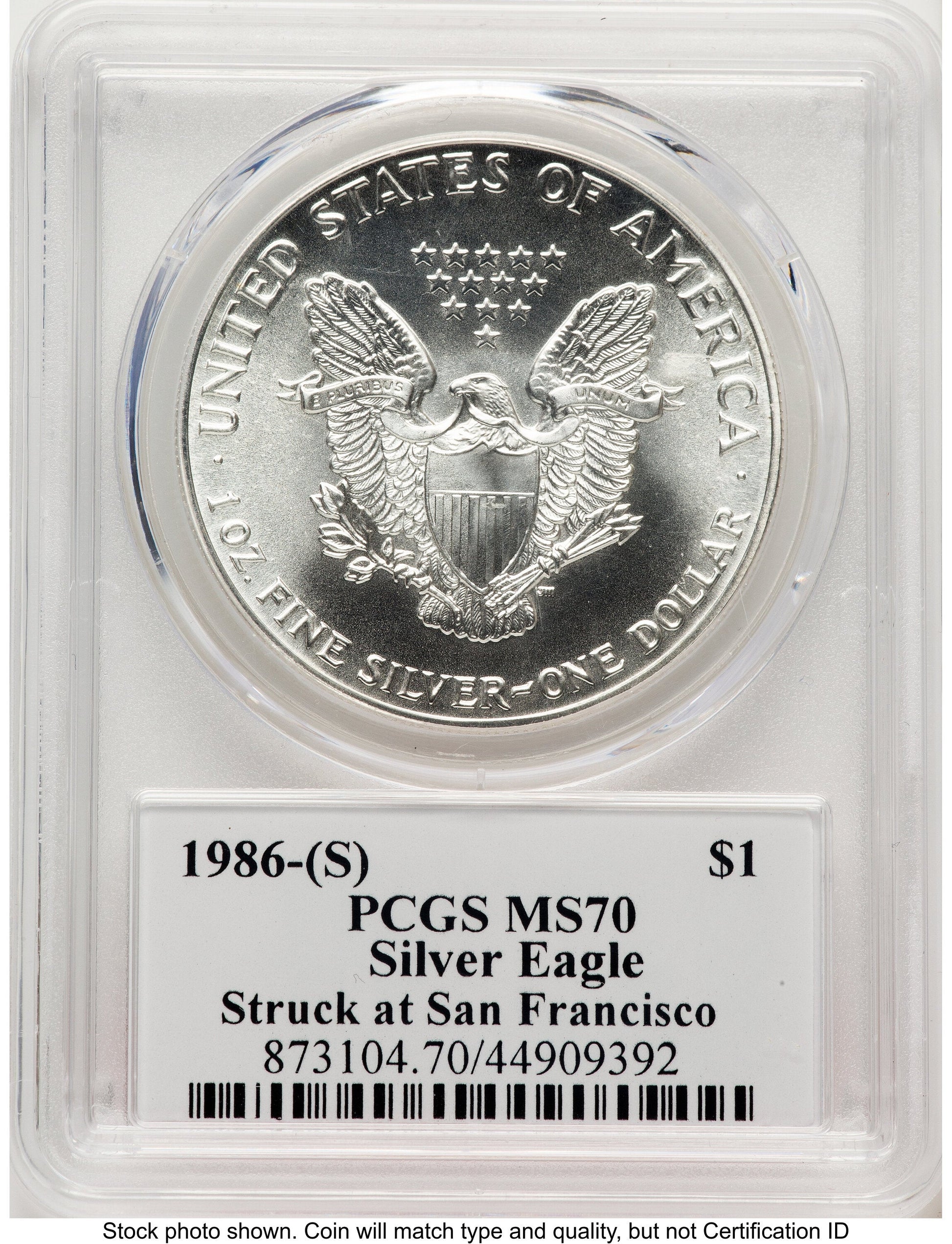 1986-(S) Silver Eagle John Bridge PCGS MS70 Mercanti