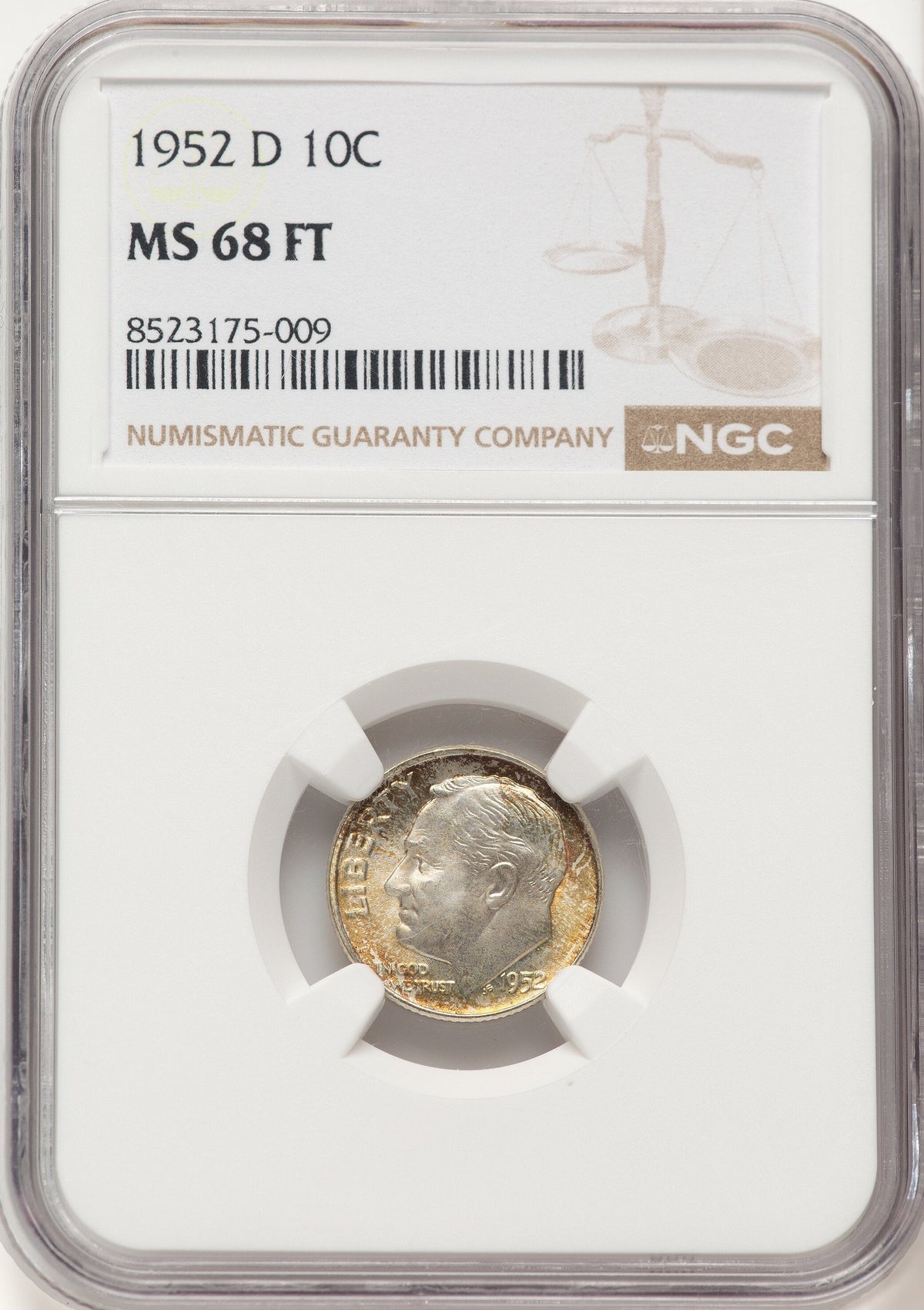 1952-D 10C FB Roosevelt Dime NGC MS68