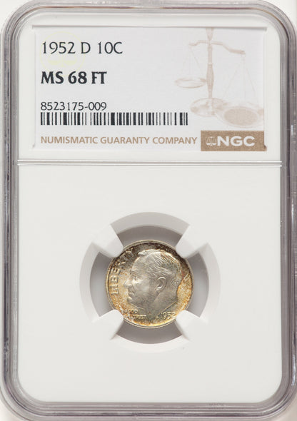 1952-D 10C FB Roosevelt Dime NGC MS68