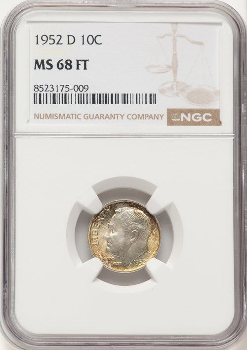 1952-D 10C FB Roosevelt Dime NGC MS68