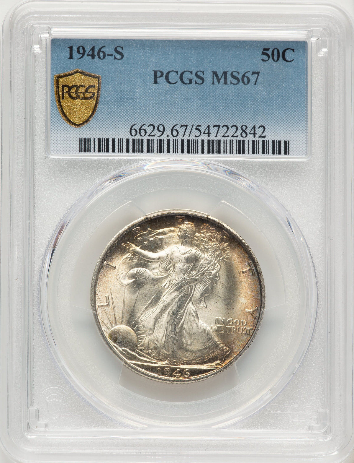 1946-S 50C Walking Liberty Half Dollar PCGS MS67