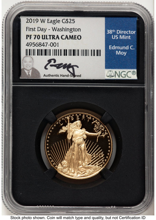 2019-W Proof Gold Eagle 1/2 oz FDI Washington NGC PF70 Ed Moy