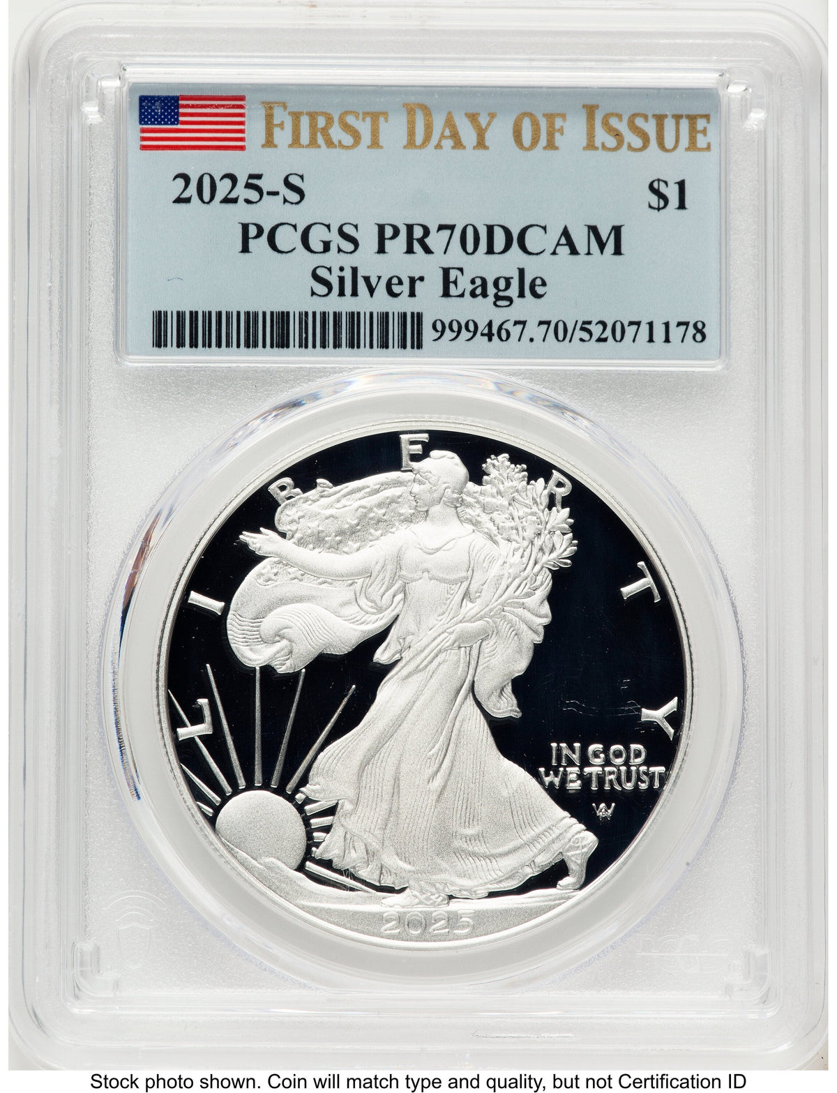 2025-S Proof Silver Eagle 1 oz FDI Flag PCGS PR70