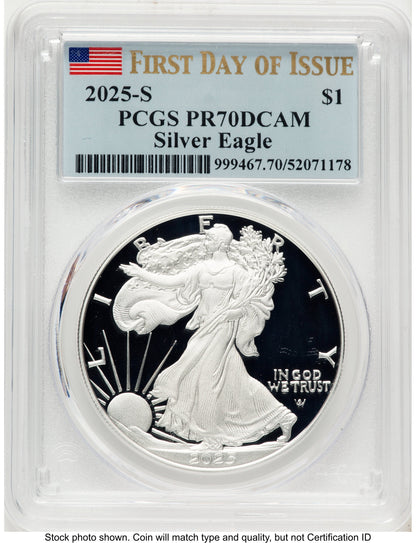 2025-S Proof Silver Eagle 1 oz FDI Flag PCGS PR70