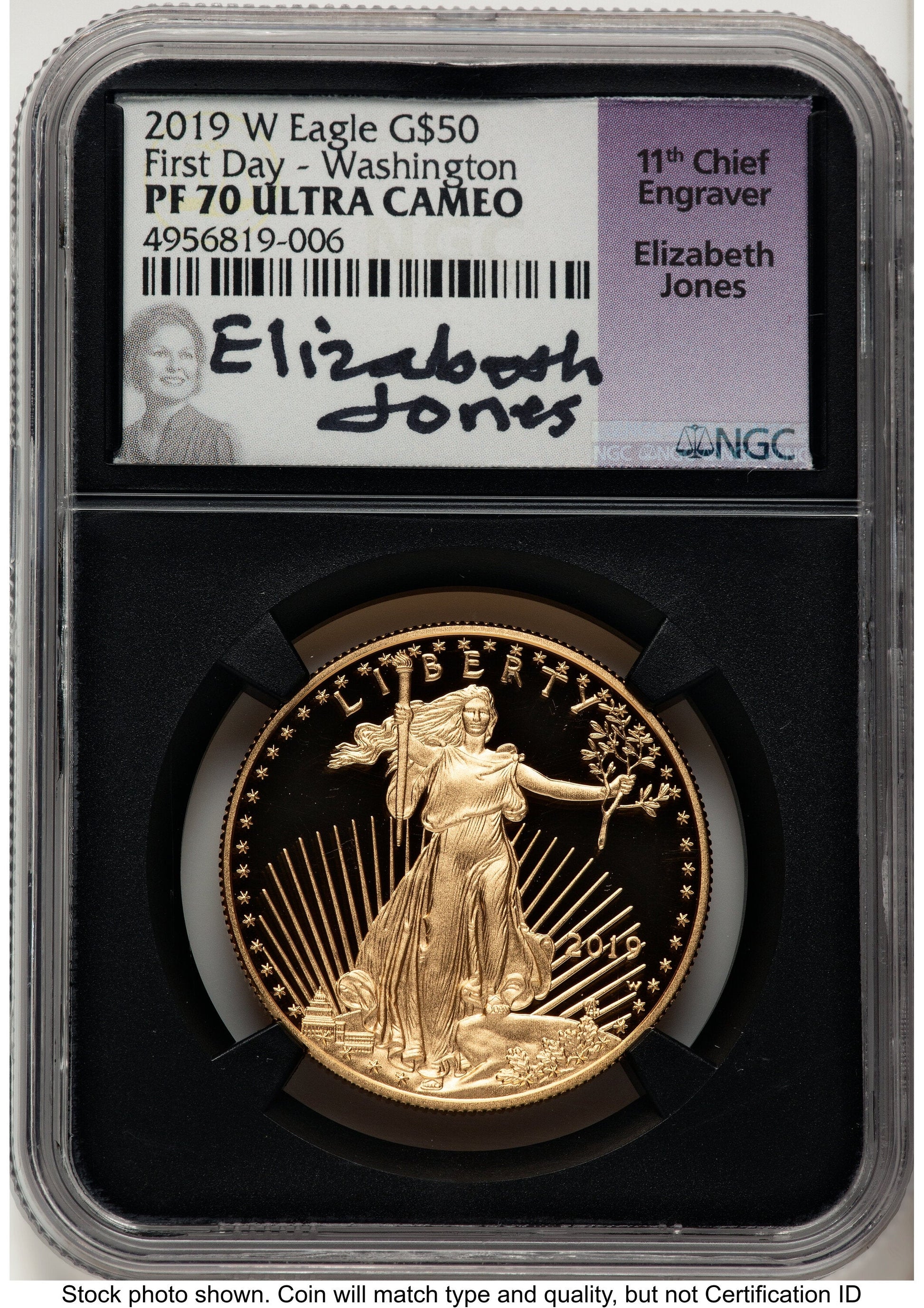 2019-W Proof Gold Eagle 1 oz FDI Elizabeth Jones Washington NGC PF70