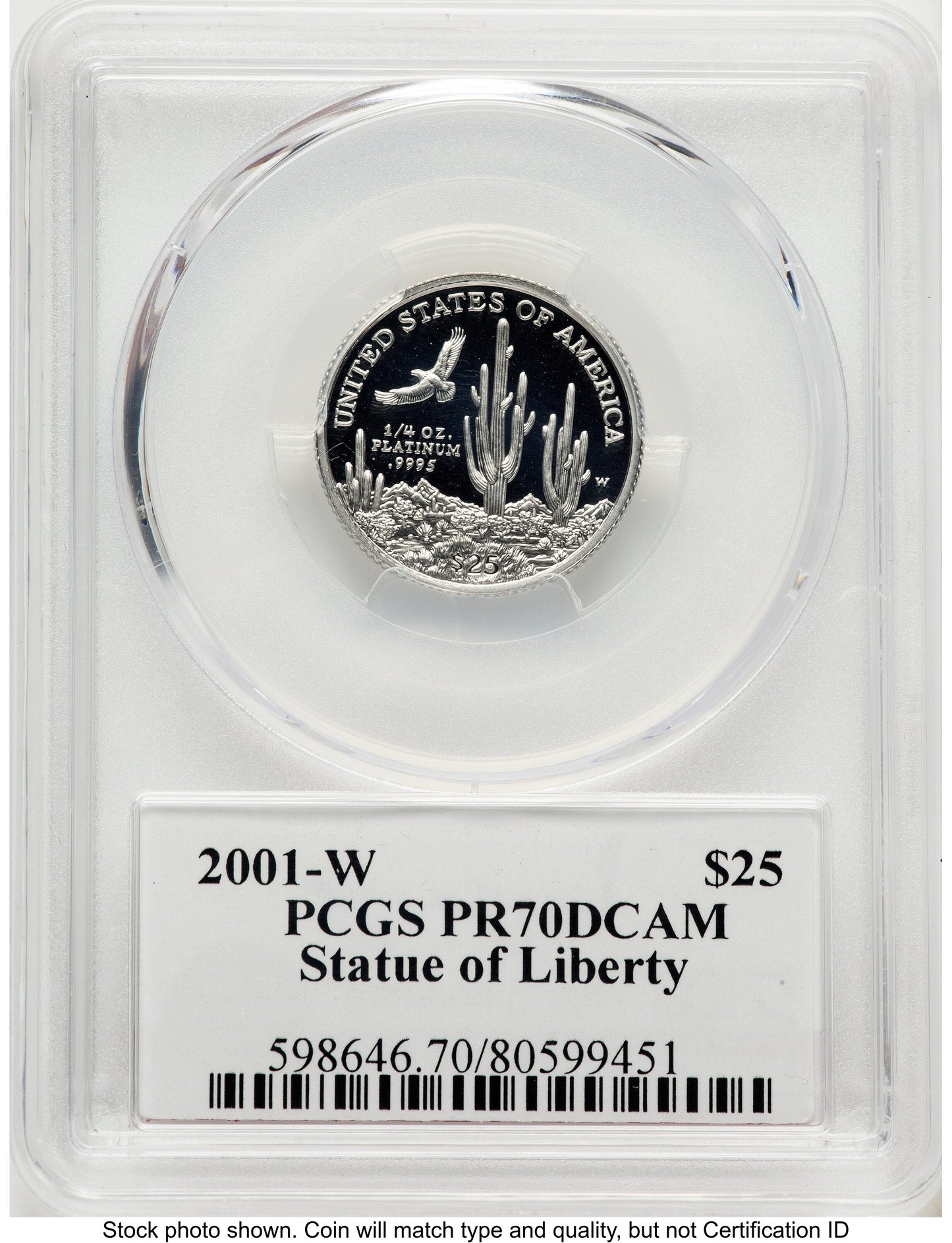 2001-W Proof Platinum Eagle 1/4 oz PCGS PR70 Ed Moy