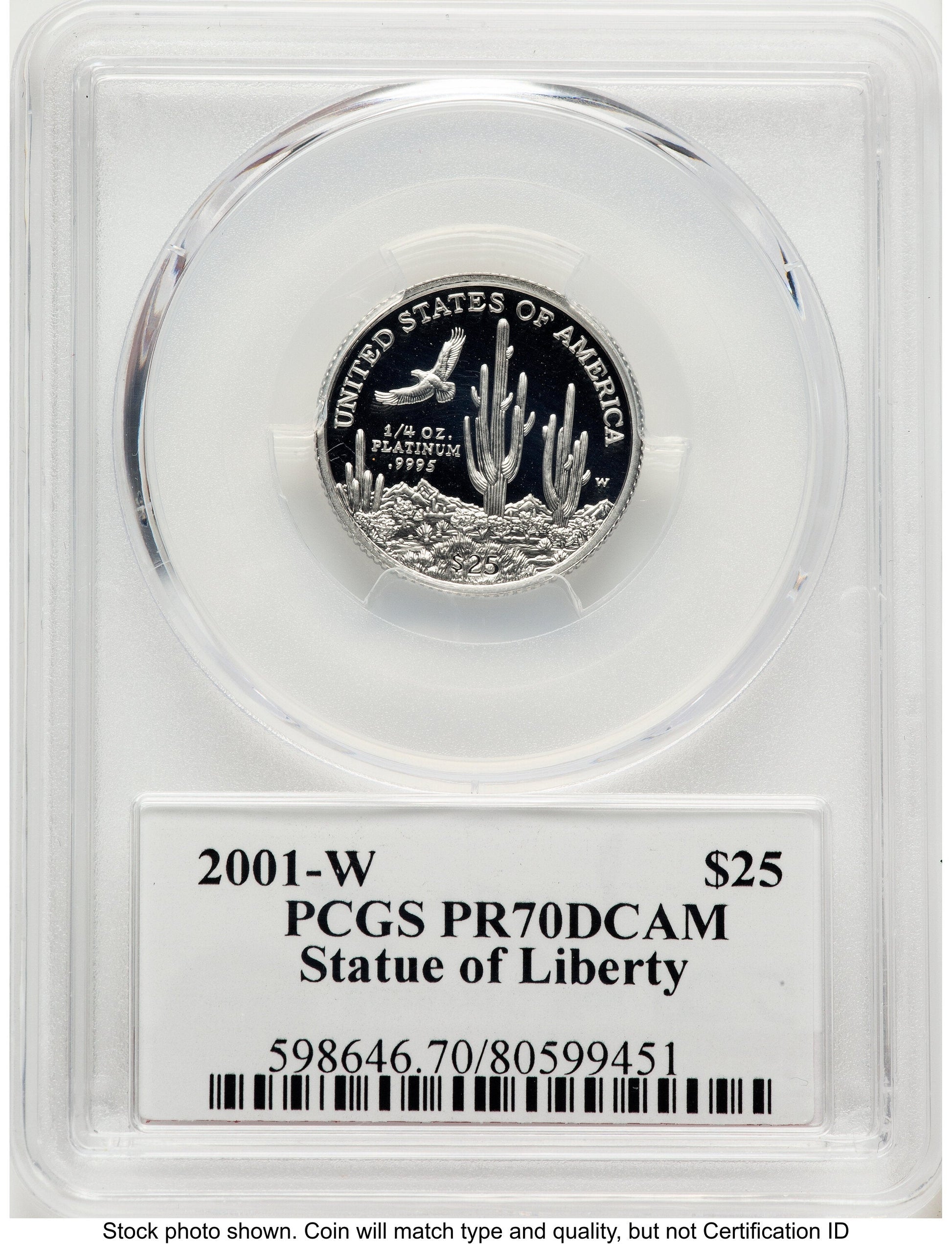 2001-W Proof Platinum Eagle 1/4 oz PCGS PR70 Ed Moy