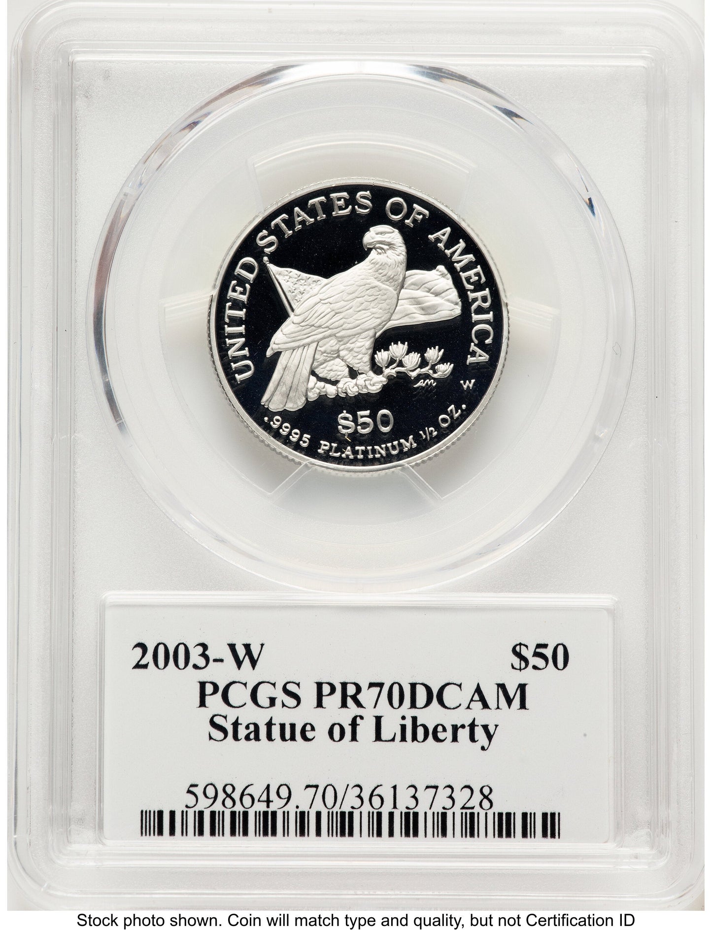 2003-W Proof Platinum Eagle 1/2 oz PCGS PR70 Ed Moy