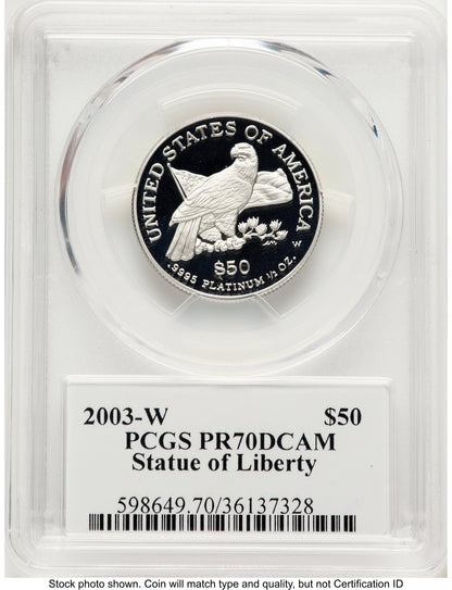 2003-W Proof Platinum Eagle 1/2 oz PCGS PR70 Ed Moy