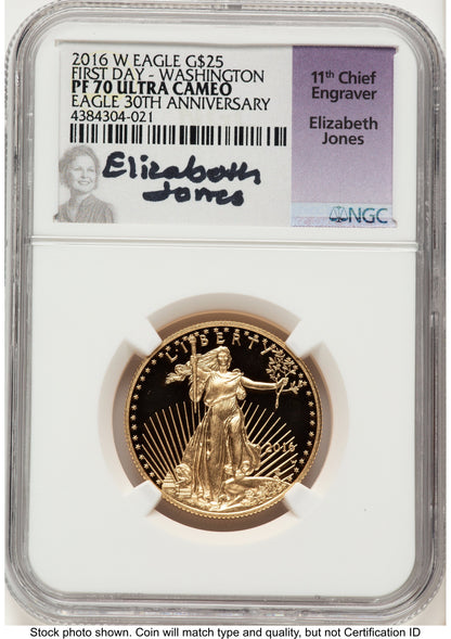 2016-W Proof Gold Eagle 1/2 oz FDI Elizabeth Jones Washington NGC PF70