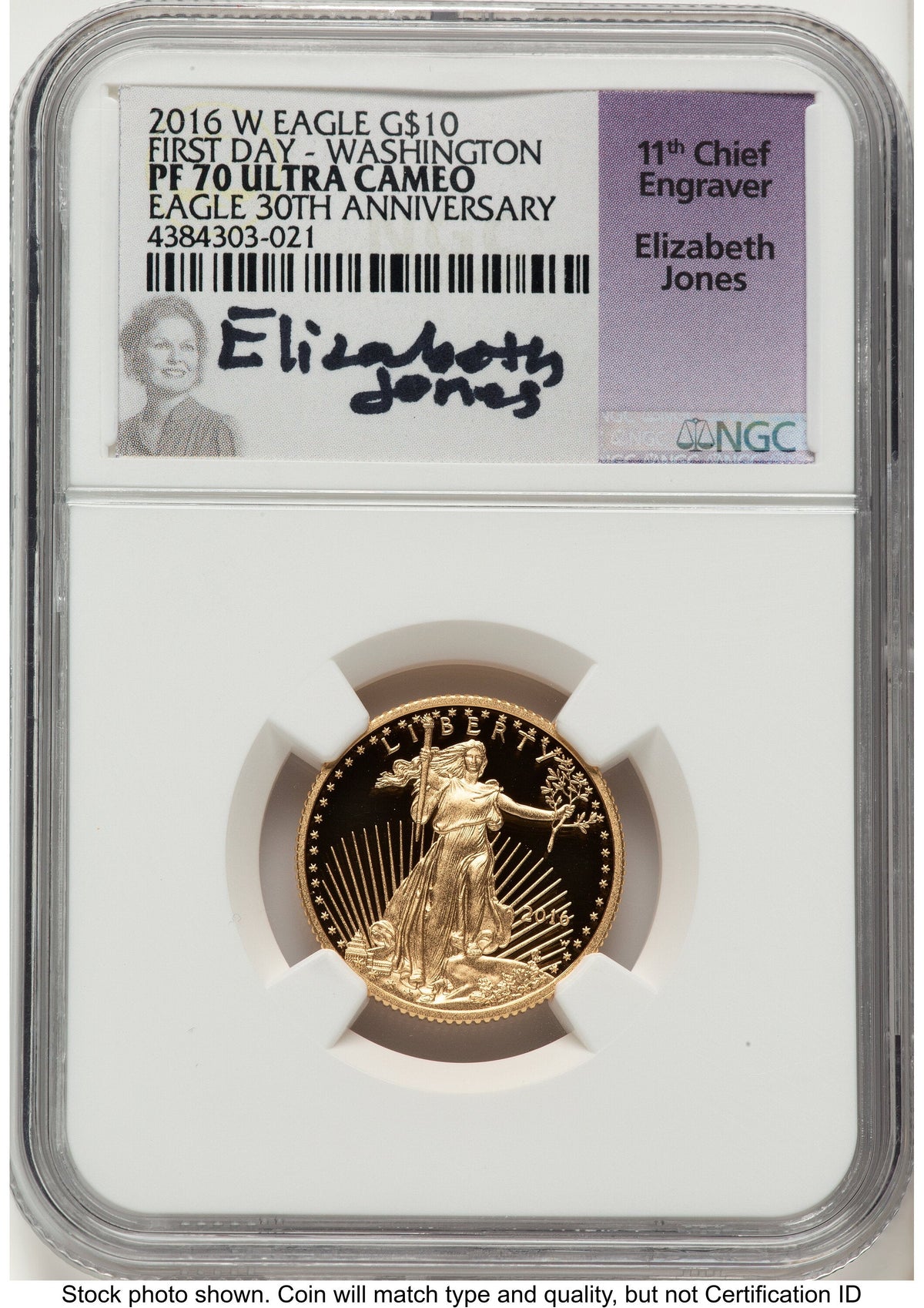 2016-W Proof Gold Eagle 1/4 oz FDI Elizabeth Jones Washington NGC PF70