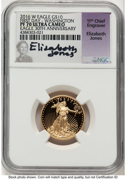2016-W Proof Gold Eagle 1/4 oz FDI Elizabeth Jones Washington NGC PF70