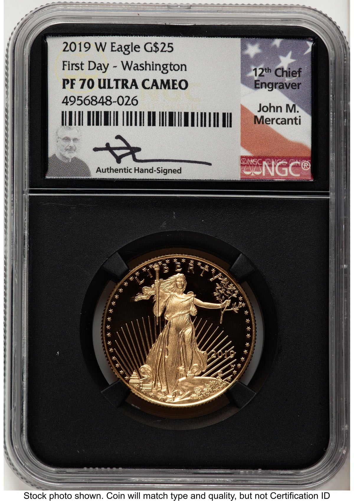 2019-W Proof Gold Eagle 1/2 oz FDI John Washington NGC PF70 Mercanti