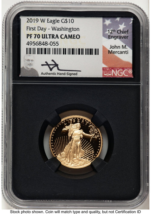 2019-W Proof Gold Eagle 1/4 oz FDI John Washington NGC PF70 Mercanti