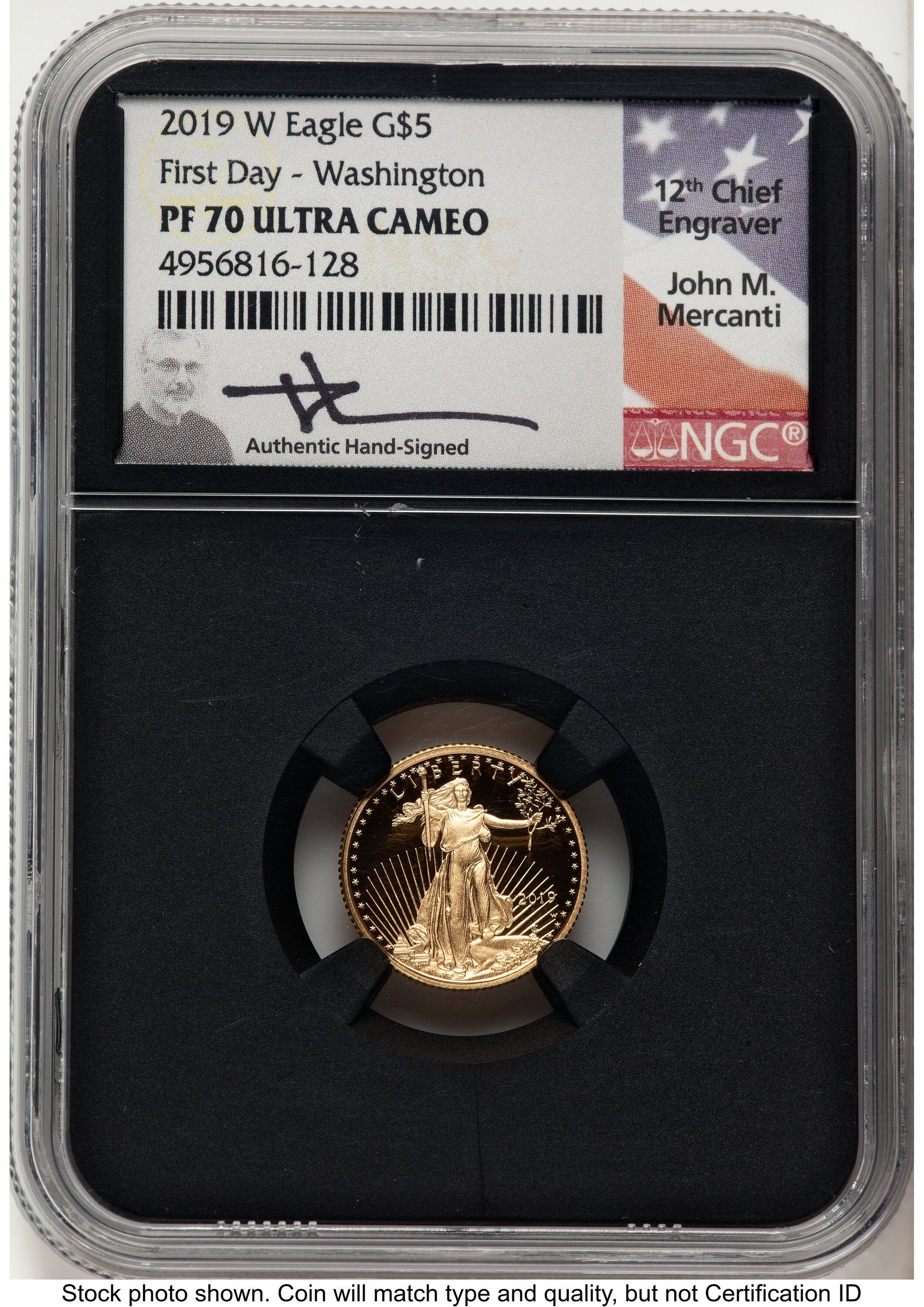 2019-W Proof Gold Eagle 1/10 oz FDI John Washington NGC PF70 Mercanti