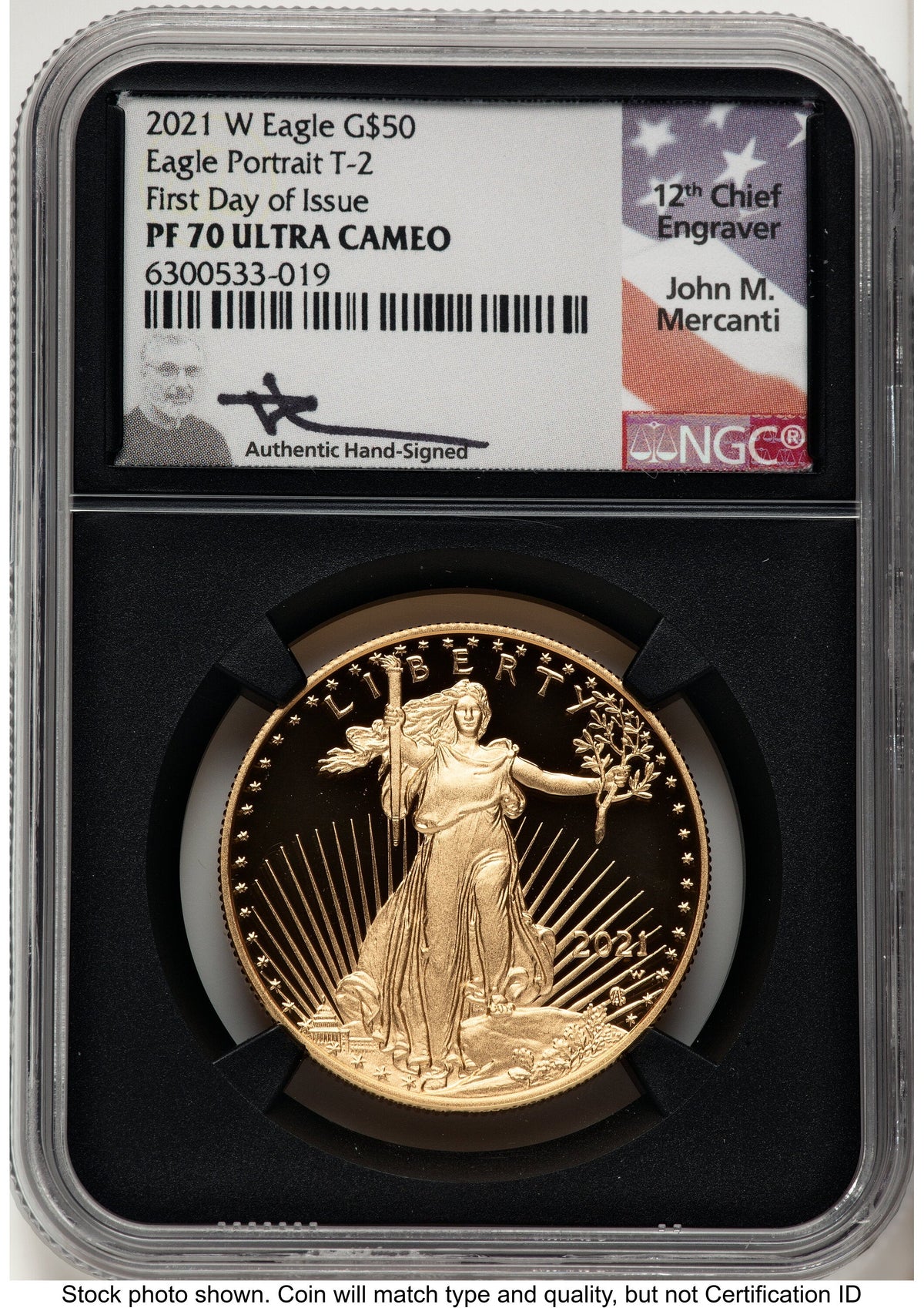 2021-W Type 2 Proof Gold Eagle 1 oz FDI John NGC PF70 Mercanti