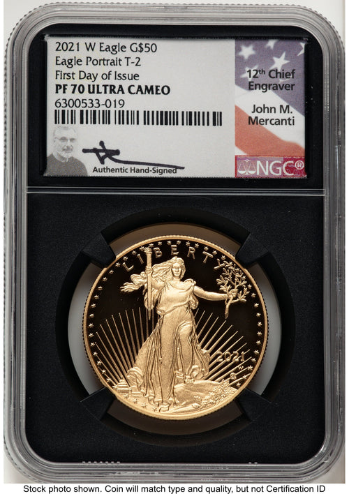 2021-W Type 2 Proof Gold Eagle 1 oz FDI John NGC PF70 Mercanti