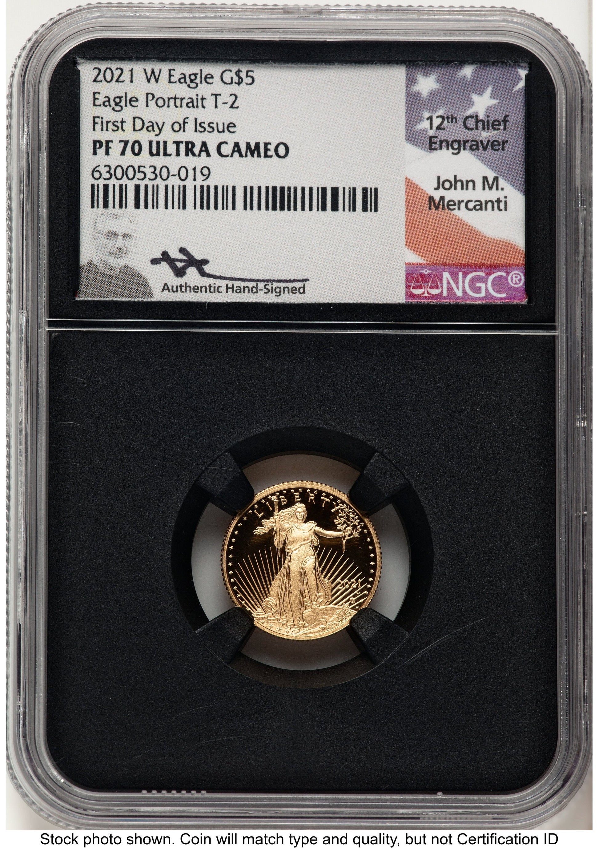 2021-W Type 2 Proof Gold Eagle 1/10 oz FDI John NGC PF70 Mercanti