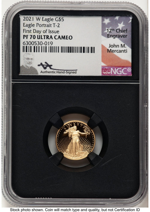 2021-W Type 2 Proof Gold Eagle 1/10 oz FDI John NGC PF70 Mercanti