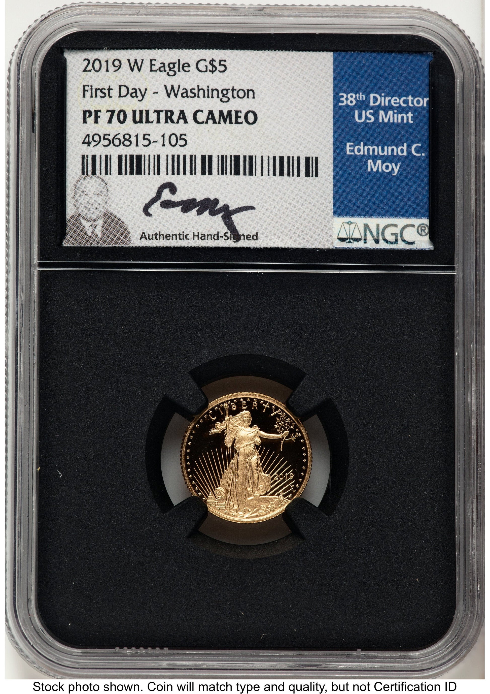2019-W Proof Gold Eagle 1/10 oz FDI Washington NGC PF70 Ed Moy