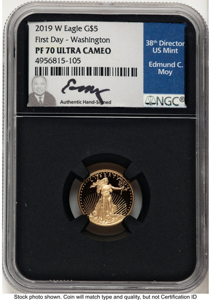 2019-W Proof Gold Eagle 1/10 oz FDI Washington NGC PF70 Ed Moy