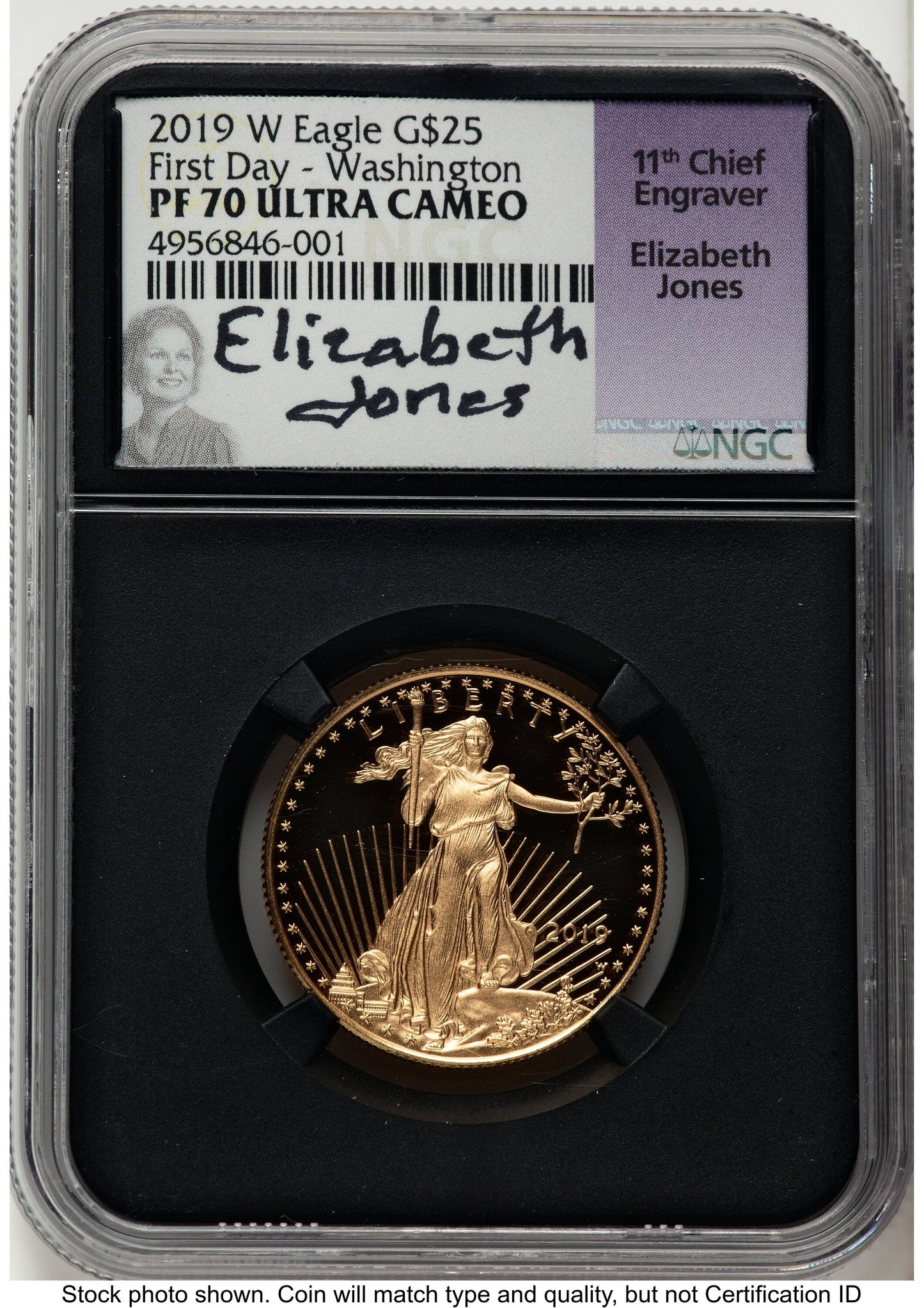 2019-W Proof Gold Eagle 1/2 oz FDI Elizabeth Jones Washington NGC PF70