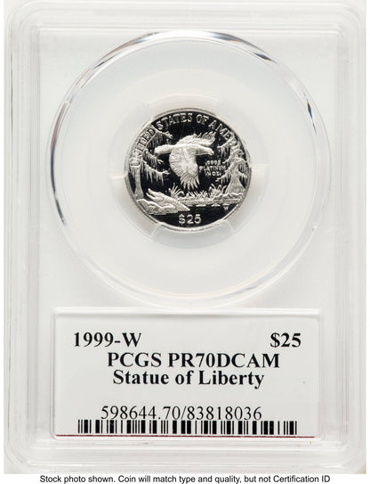 1999-W Proof Platinum Eagle 1/4 oz PCGS PR70 Ed Moy