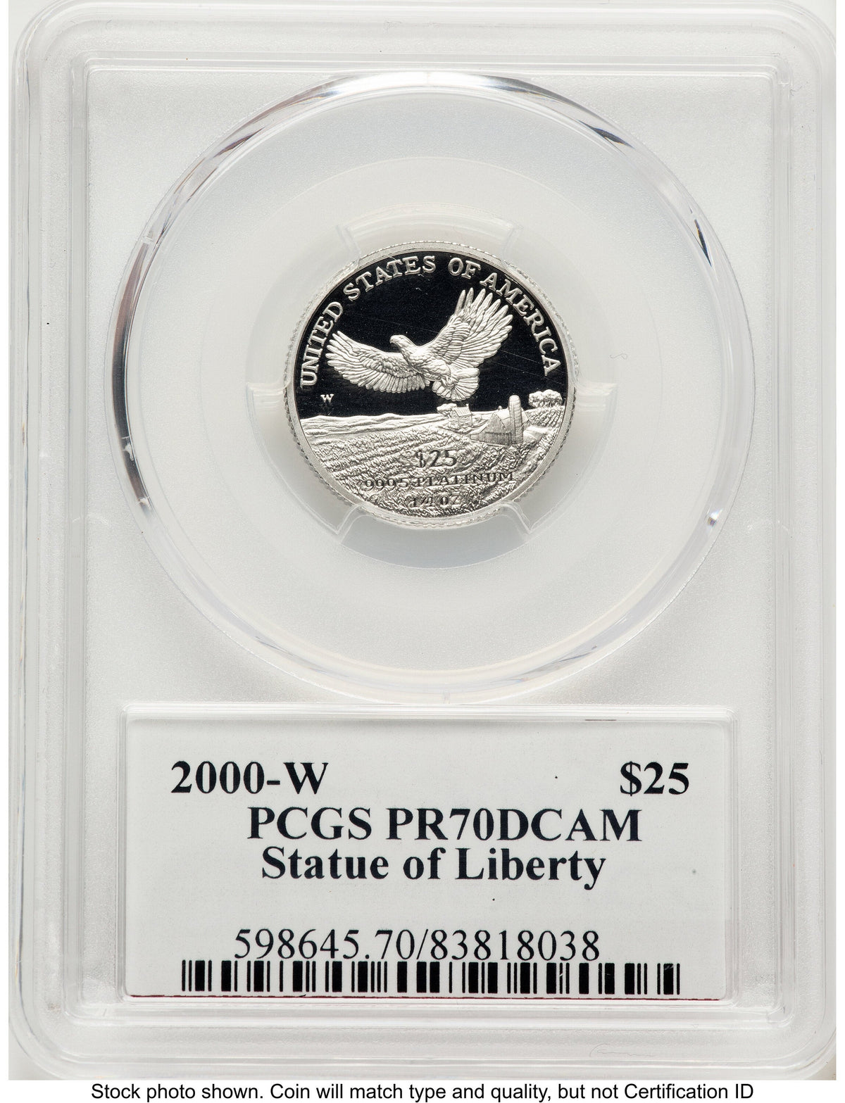 2000-W Proof Platinum Eagle 1/4 oz PCGS PR70 Ed Moy