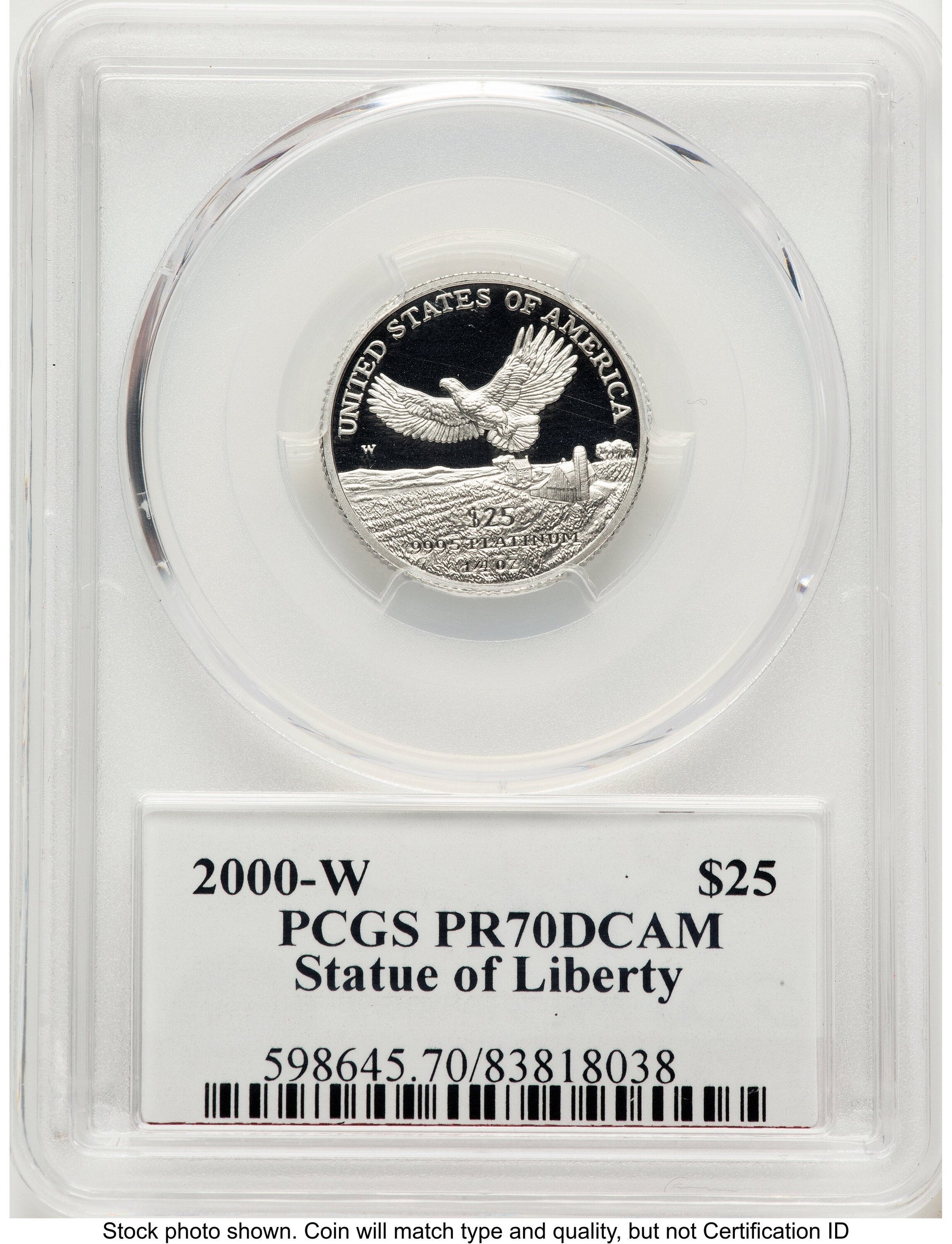 2000-W Proof Platinum Eagle 1/4 oz PCGS PR70 Ed Moy